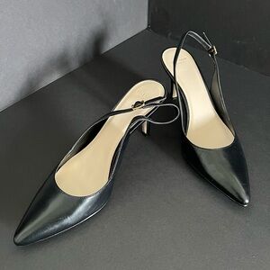Cole Haan Black Leather Slingback Heels